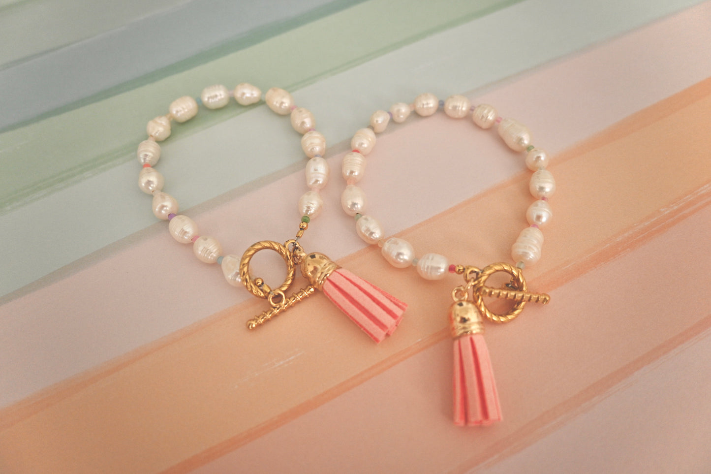 Freshwater Pearls with Pastel Beads Bracelet