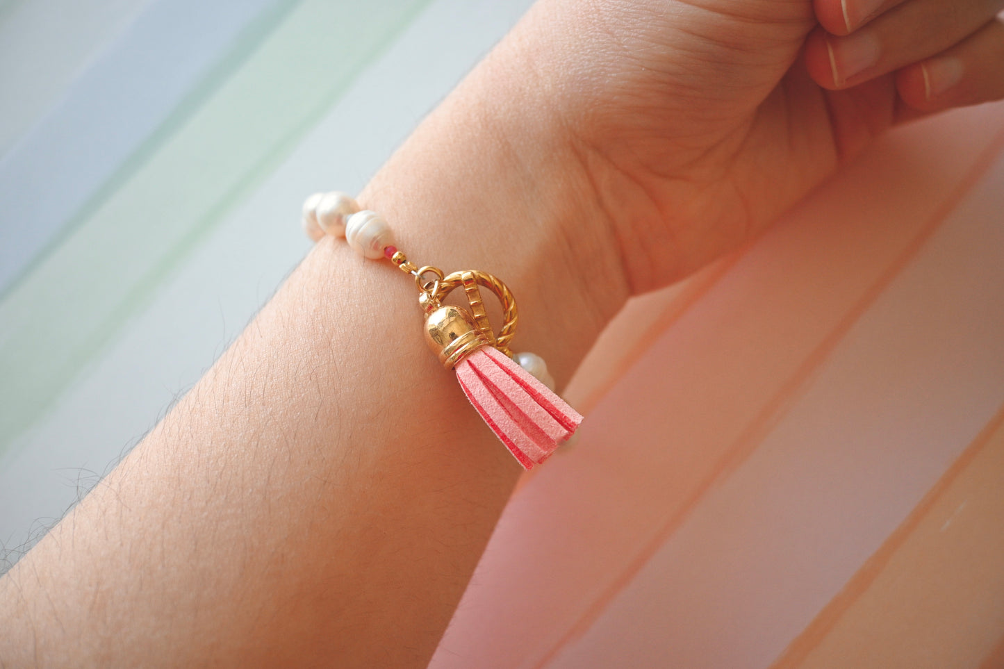 Freshwater Pearls with Pastel Beads Bracelet