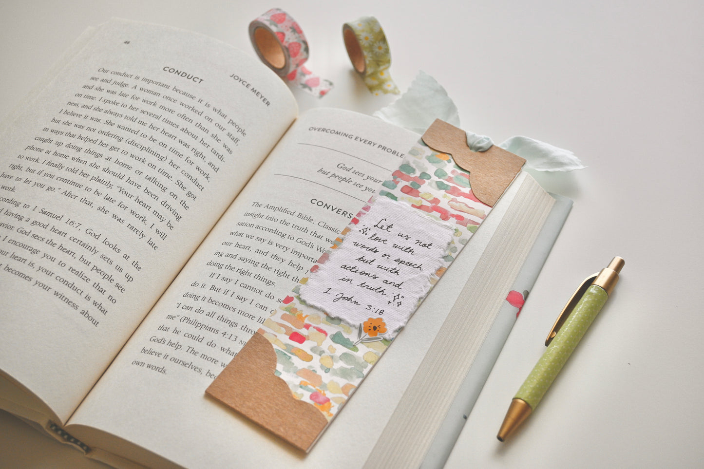 1 John 3:18 | Handmade Bookmark