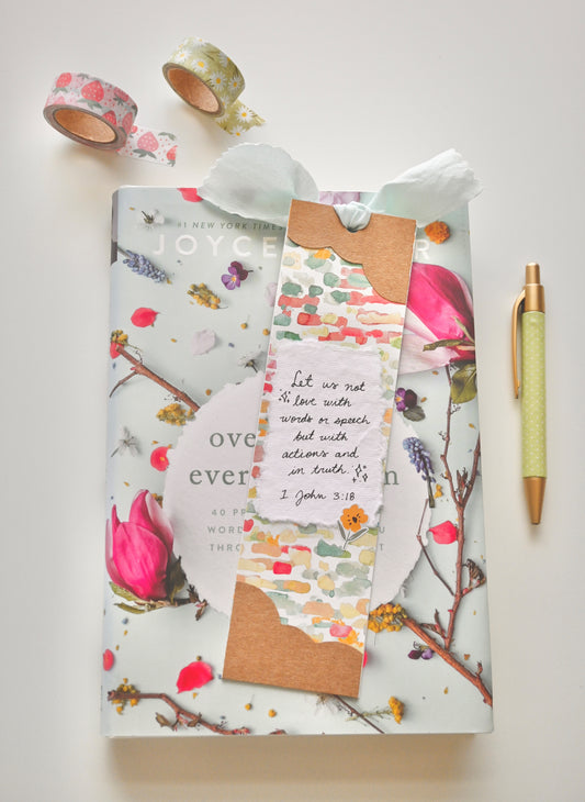 1 John 3:18 | Handmade Bookmark
