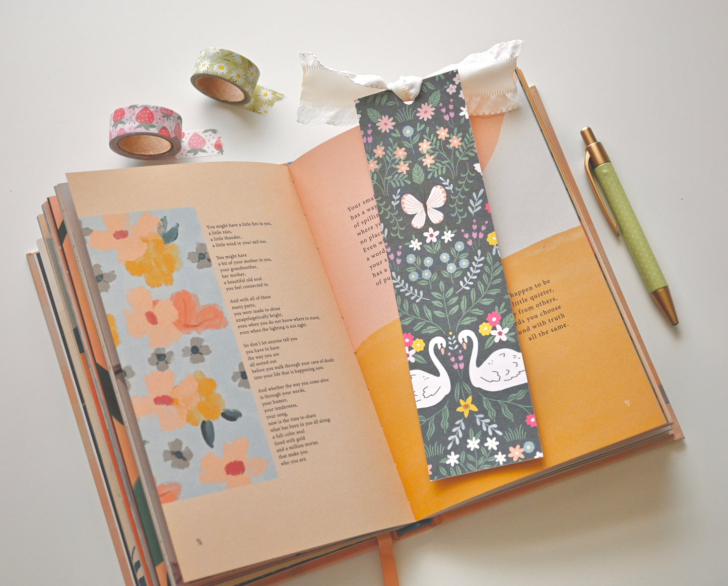 Swan & Butterflies Bookmark