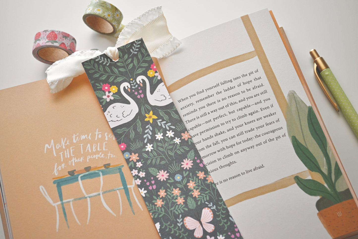 Swan & Butterflies Bookmark