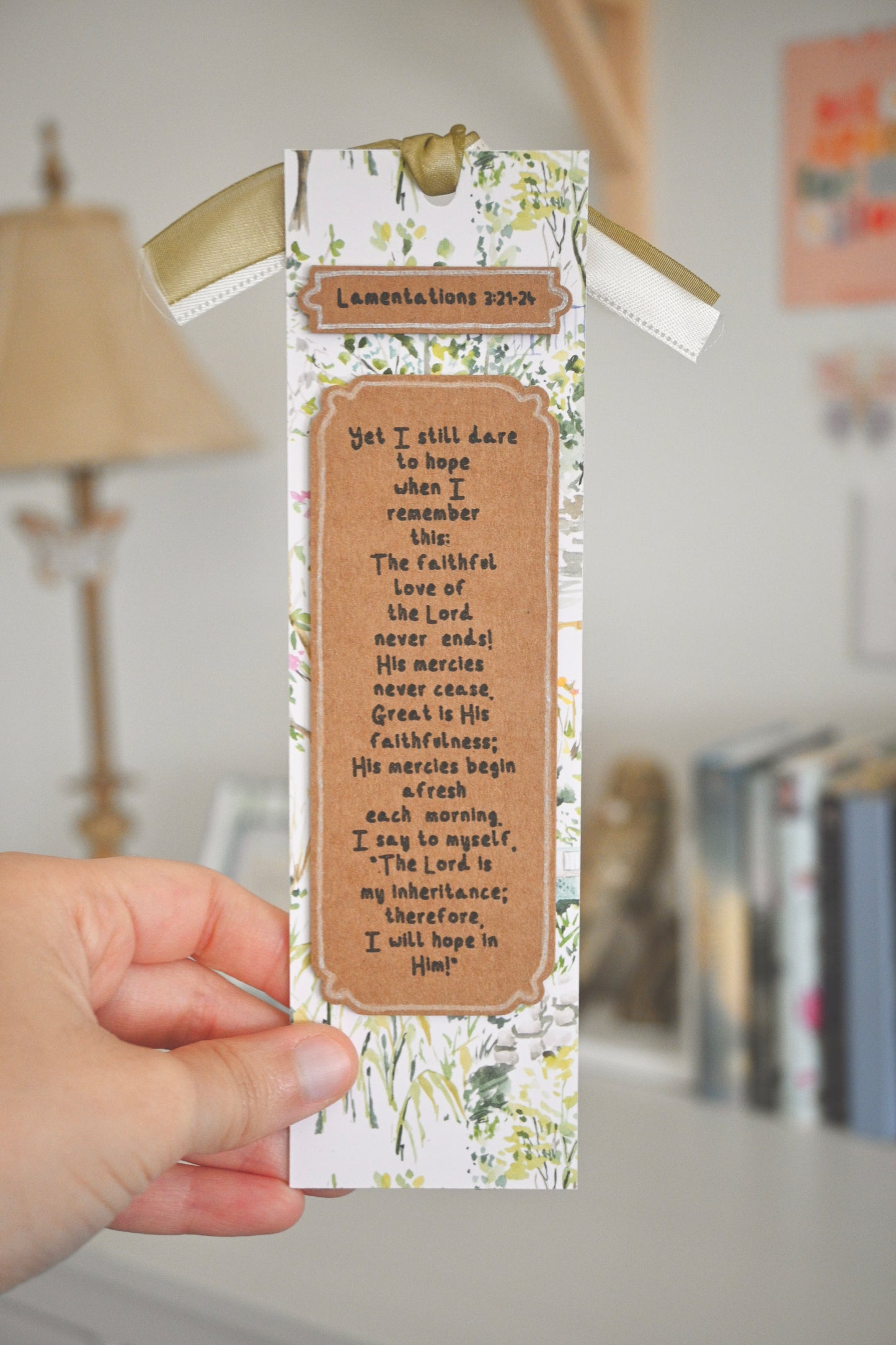 Lamentations 3:21-24 | Handmade Bookmark | English & Spanish