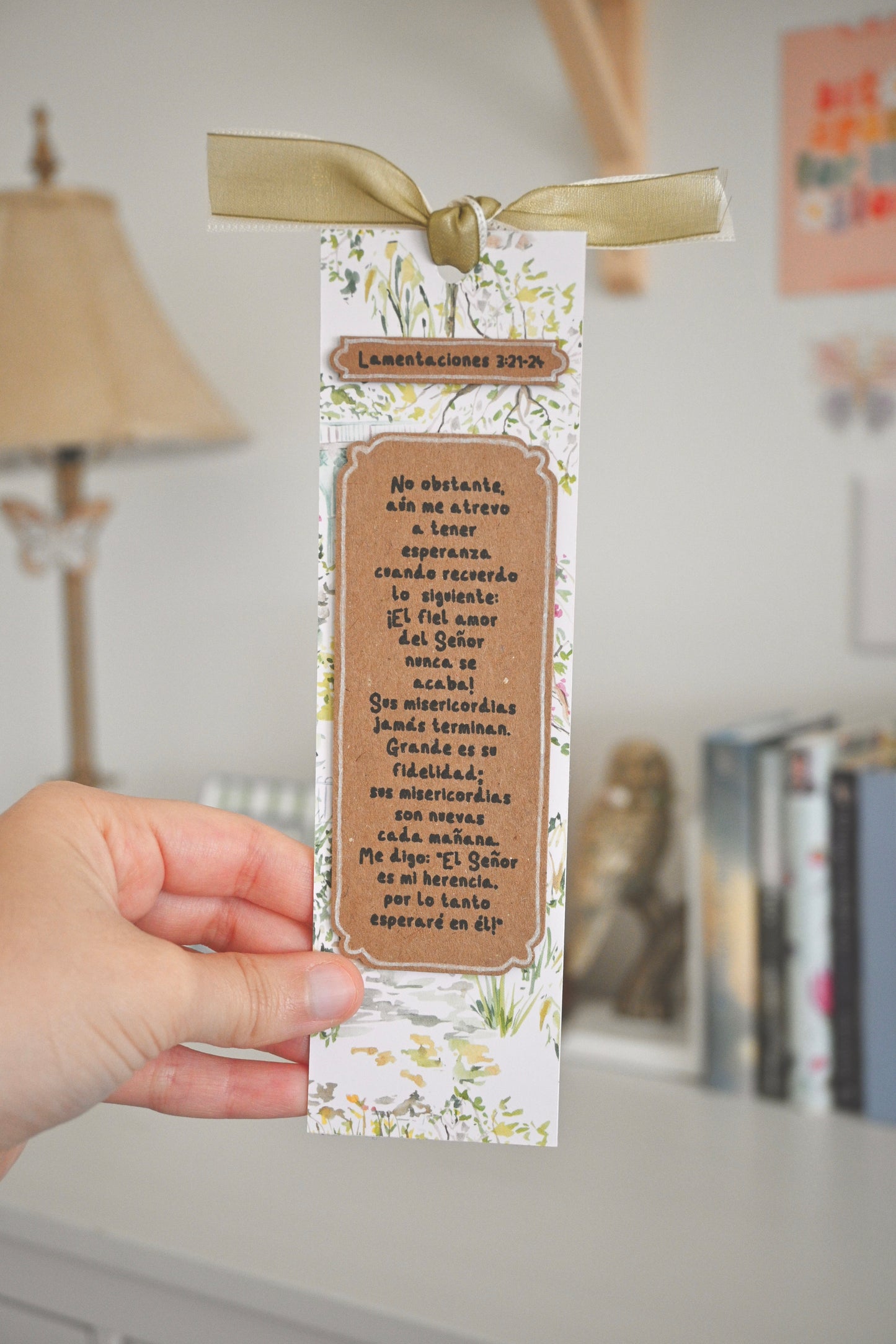 Lamentations 3:21-24 | Handmade Bookmark | English & Spanish