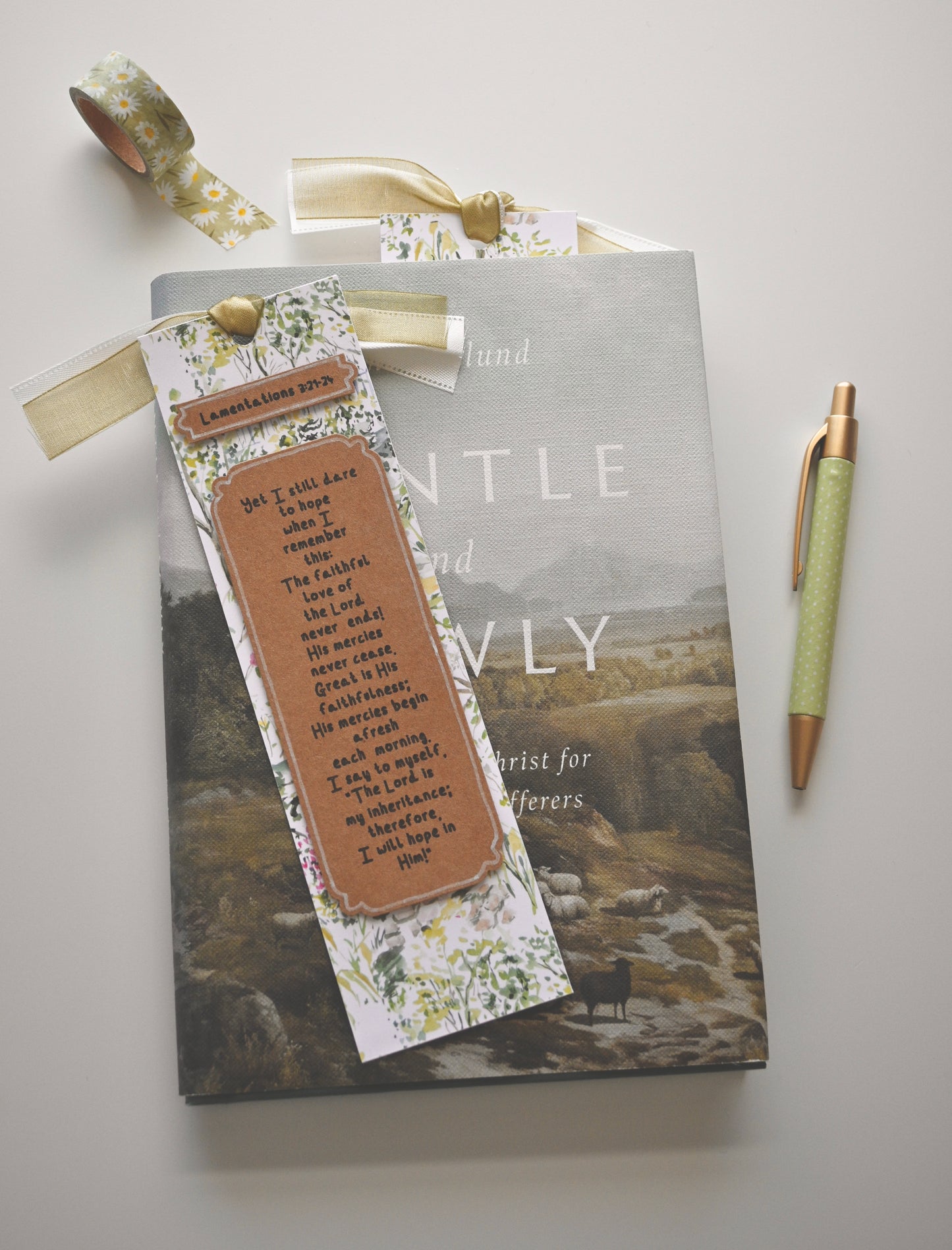 Lamentations 3:21-24 | Handmade Bookmark | English & Spanish