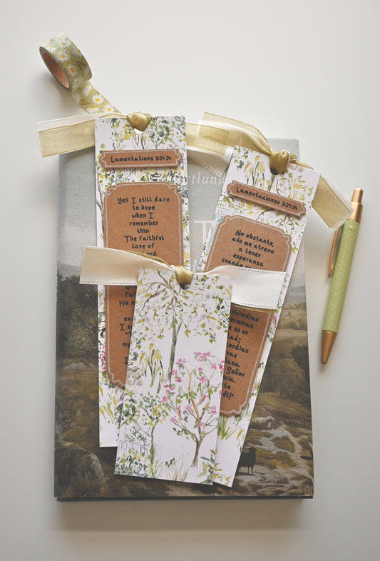 Lamentations 3:21-24 | Handmade Bookmark | English & Spanish